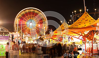 State Fair Carnival Midway Games Rides Ferris Wheel Stock Photo