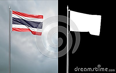 State flag of the Kingdom of Thailand with alpha channel Cartoon Illustration