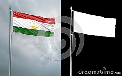 State flag of the Republic of Tajikistan Cartoon Illustration