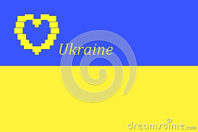 State flag of Ukraine. Symbols of Ukraine. Square, round and heart shaped. Blue and yellow illustration. Heart on the Cartoon Illustration