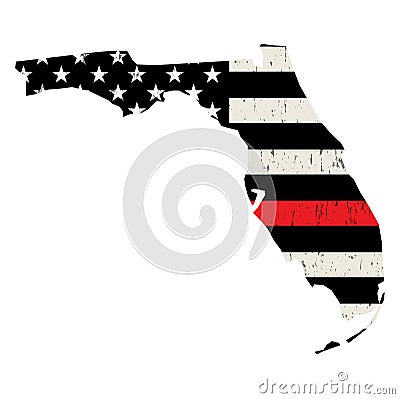 State of Florida Firefighter Support Flag Illustration Cartoon Illustration