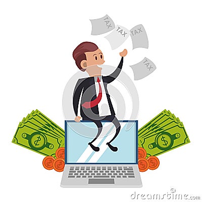 State government taxes business cartoon Vector Illustration