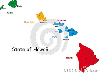 State of Hawaii Cartoon Illustration