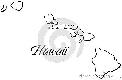 State of Hawaii Outline Vector Illustration