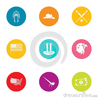 State icons set, flat style Vector Illustration