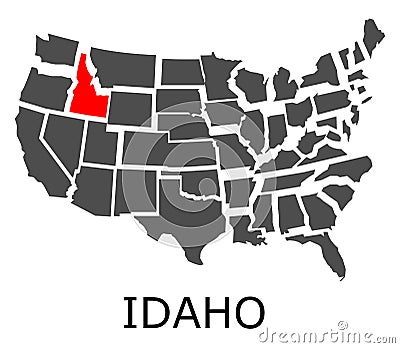 State of Idaho on map of USA Vector Illustration