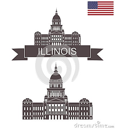 State of Illinois. Illinois State Capitol. Springfield Vector Illustration
