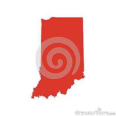 State of Indiana vector map silhouette. IN state shape icon. Outline contour map of State of Indiana. Vector Illustration