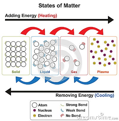 State of matter infographic diagram solid liquid gas plasma Vector Illustration