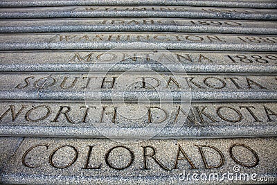 State Names in front of capitol in Baton Rouge Stock Photo