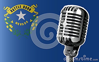 Nevada Flag And Microphone Vector Illustration