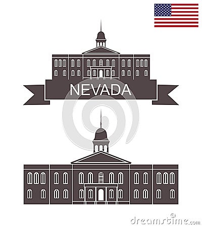 State of Nevada. Nevada state capitol building in Carson Cit Vector Illustration
