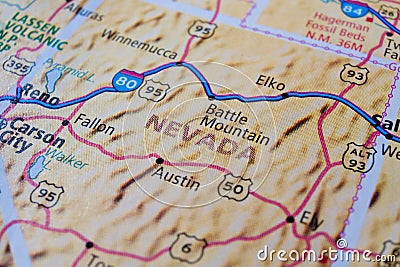 State Nevada on USA map background. Stock Photo