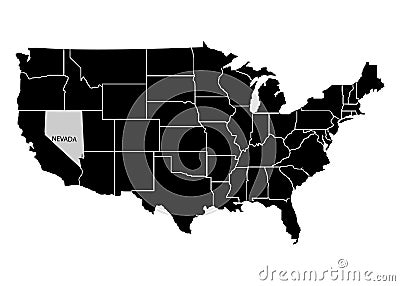 State Nevada on USA territory map. White background. Vector illustration Vector Illustration