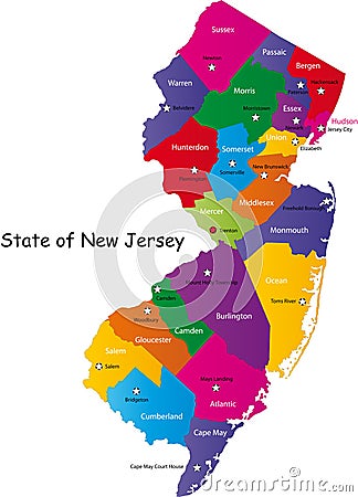 State of New Jersey Cartoon Illustration