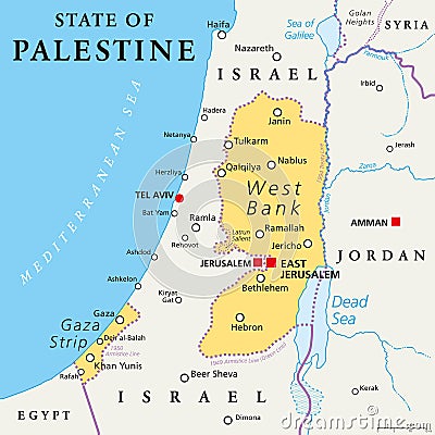 State of Palestine Political Map Vector Illustration