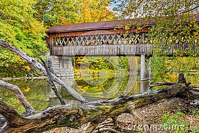 State Road Covered Bridge Stock Photo