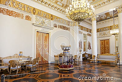 State Russian Museum, the interior of the white column hall, Editorial Stock Photo