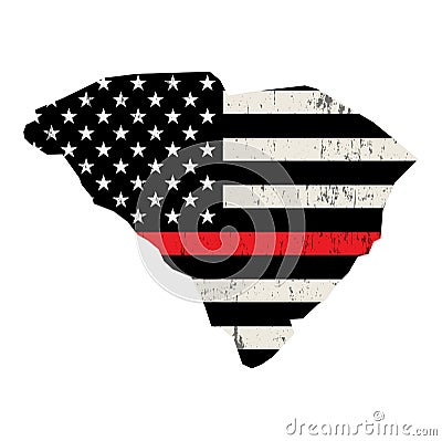 State of South Carolina Firefighter Support Flag Illustration Cartoon Illustration