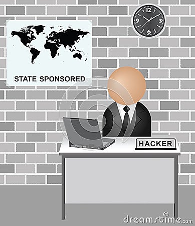 State sponsored hacking Vector Illustration