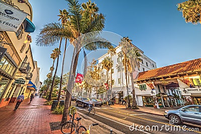 State street in downtown Santa Barbara Editorial Stock Photo