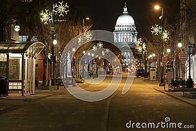 State Street at night Editorial Stock Photo
