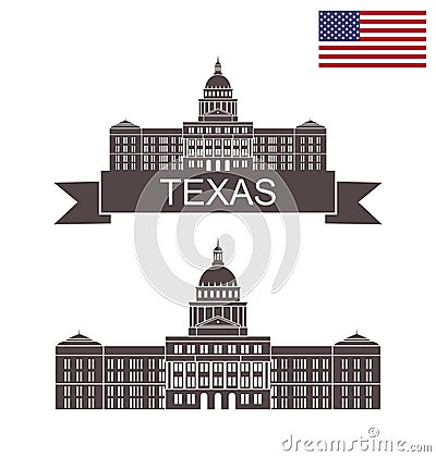 State of Texas. Texas State Capitol Building in Austin Vector Illustration