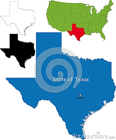 State of Texas, USA Vector Illustration