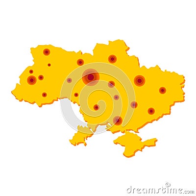 State of Ukraine, map of the distribution of coronavirus. Vector graphics Vector Illustration