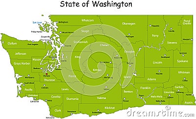 State of Washington Cartoon Illustration