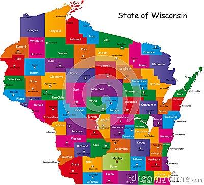 State of Wisconsin Cartoon Illustration