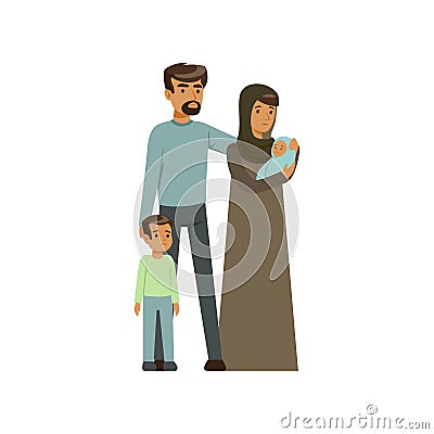 Stateless refugee family, war victims concept vector Illustration Vector Illustration