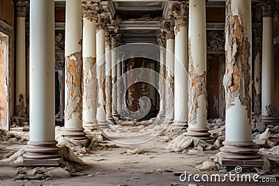 Stately Antique columns abadoned. Generate Ai Stock Photo