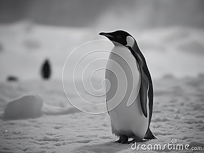 The Stately March of the Emperor Penguin in Antarctica Stock Photo