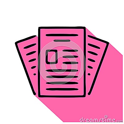 Statement flat line icon. Paper documents sign Vector Illustration