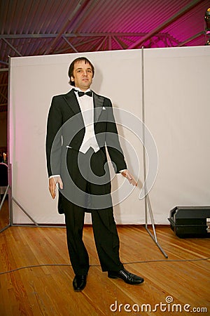 The statement by the master of art whistle singer Alexander Brahmin on the stage of the country club Giving Editorial Stock Photo