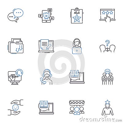 Statements line icons collection. Assertion, Declaration, Proclamation, Affirmation, Testimony, Pronouncement, Claim Vector Illustration