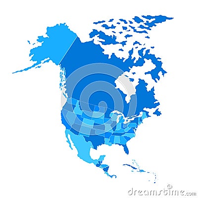 States of America territory. North America. Canada, Mexico, Alaska. Vector illustration. EPS 10 Vector Illustration