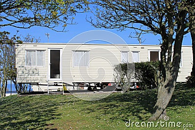 Static caravan on trailer park Stock Photo