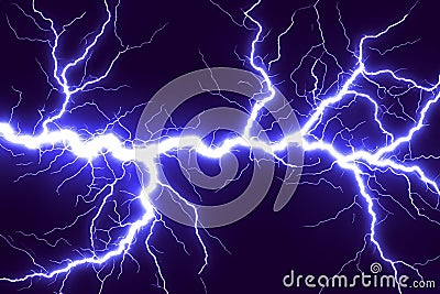 Static electricity. Design of lightning with static electricity. Blue electric discharge, plasma and energy background. Stock Photo