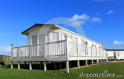 Static home on caravan site Stock Photo