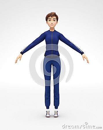 Static Jenny - 3D Cartoon Female Character Sports Model - Appears in Human Golden Ratio Pose Stock Photo