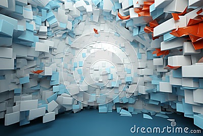 From static to dynamic Square papers artistic evolution in 3D rendering Stock Photo