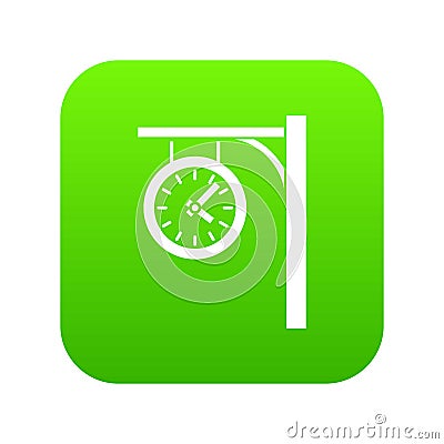 Station clock icon digital green Vector Illustration