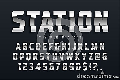 Station futuristic display typeface design, alphabet, sport Vector Illustration