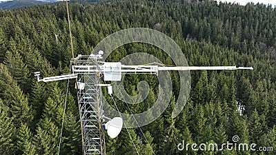 Station science technology atmospheric research drone aerial weather meteorology, sunshine pyranometer measurement Stock Photo