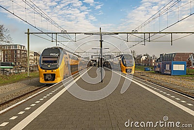 Station with train in spring sunny day in Bergen op Zoom Netherlands 03 04 2024 Editorial Stock Photo