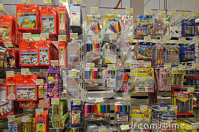 Stationary Items in Hyperstar Supermarket Editorial Stock Photo