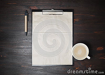 Stationery and coffee Stock Photo