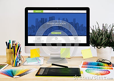 stationery desktop website design Stock Photo